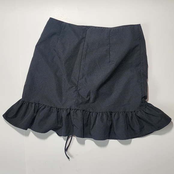 Black Mini Skirt with Ruched Ruffle - Picture 2 of 3